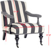 Safavieh Devona Awning Stripe Arm Chair-Silver Nail Heads Charcoal and White Furniture 