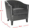 Safavieh Evander Club Chair-Brass Nail Heads Antique Black and Furniture 
