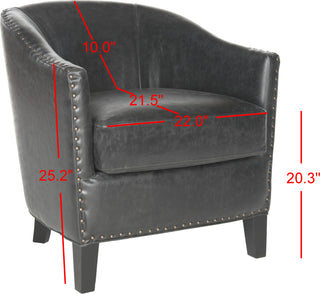 Safavieh Evander Club Chair-Brass Nail Heads Antique Black and Furniture 