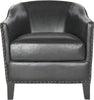 Safavieh Evander Club Chair-Brass Nail Heads Antique Black and Furniture main image