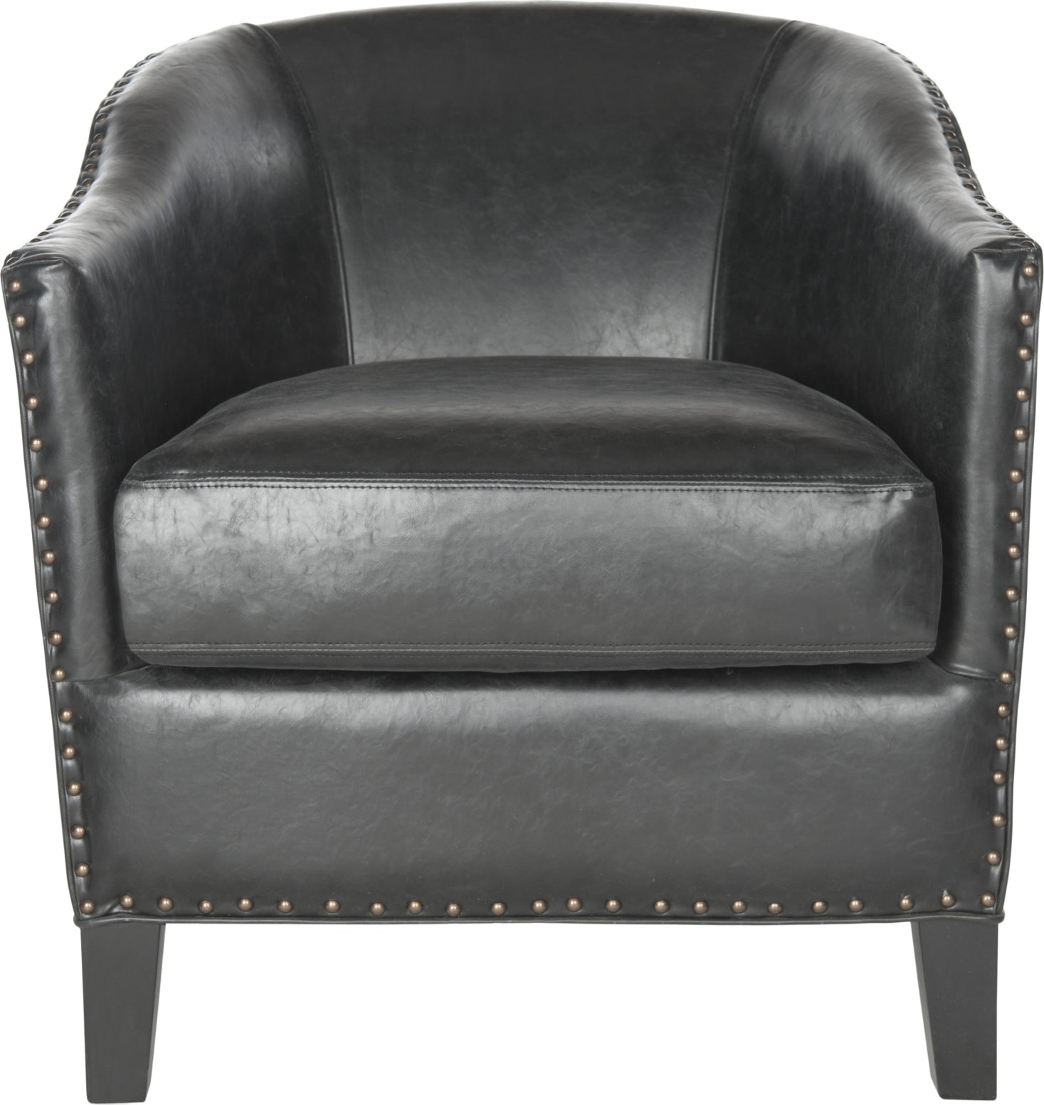 Safavieh Evander Club Chair-Brass Nail Heads Antique Black and Furniture main image
