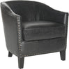 Safavieh Evander Club Chair-Brass Nail Heads Antique Black and Furniture 