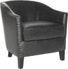 Safavieh Evander Club Chair-Brass Nail Heads Antique Black and Furniture 