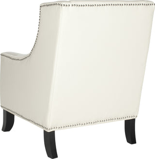 Safavieh Daniel Club Chair-Silver Nail Heads Antique White and Black Furniture 