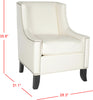 Safavieh Daniel Club Chair-Silver Nail Heads Antique White and Black Furniture 