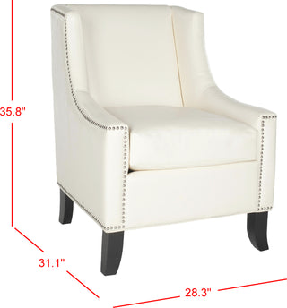 Safavieh Daniel Club Chair-Silver Nail Heads Antique White and Black Furniture 