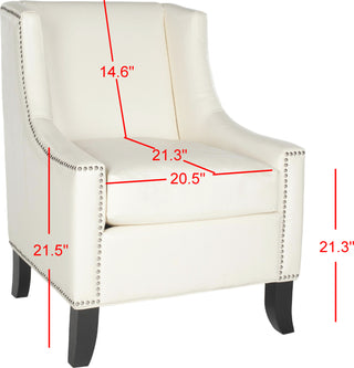 Safavieh Daniel Club Chair-Silver Nail Heads Antique White and Black Furniture 