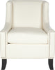 Safavieh Daniel Club Chair-Silver Nail Heads Antique White and Black Furniture main image