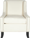 Safavieh Daniel Club Chair-Silver Nail Heads Antique White and Black Furniture main image