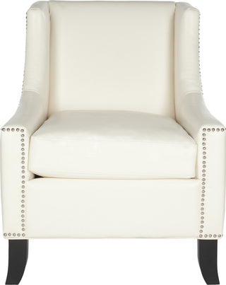 Safavieh Daniel Club Chair-Silver Nail Heads Antique White and Black Furniture main image