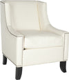 Safavieh Daniel Club Chair-Silver Nail Heads Antique White and Black Furniture 
