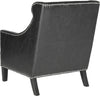 Safavieh Mckinley Leather Club Chair-Silver Nail Heads Antique Black and Furniture 