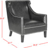 Safavieh Mckinley Leather Club Chair-Silver Nail Heads Antique Black and Furniture 