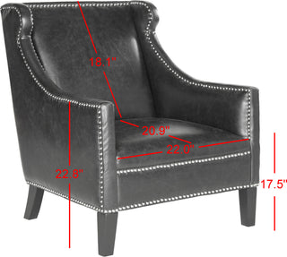 Safavieh Mckinley Leather Club Chair-Silver Nail Heads Antique Black and Furniture 