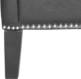Safavieh Mckinley Leather Club Chair-Silver Nail Heads Antique Black and Furniture 