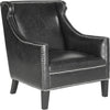 Safavieh Mckinley Leather Club Chair-Silver Nail Heads Antique Black and Furniture 