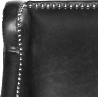 Safavieh Mckinley Leather Club Chair-Silver Nail Heads Antique Black and Furniture 