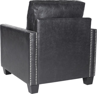 Safavieh Horace Leather Club Chair-Silver Nail Heads Antique Black and Furniture 