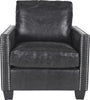 Safavieh Horace Leather Club Chair-Silver Nail Heads Antique Black and Furniture main image