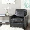 Safavieh Horace Leather Club Chair-Silver Nail Heads Antique Black and Furniture  Feature