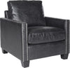 Safavieh Horace Leather Club Chair-Silver Nail Heads Antique Black and Furniture 