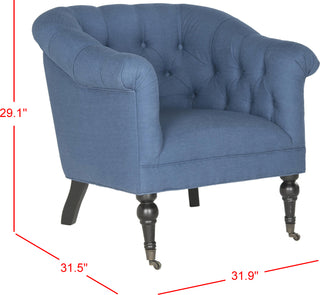 Safavieh Nicolas Tufted Club Chair Steel Blue and Black Furniture 