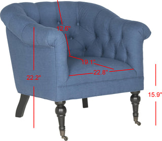 Safavieh Nicolas Tufted Club Chair Steel Blue and Black Furniture 