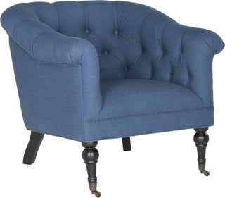 Safavieh Nicolas Tufted Club Chair Steel Blue and Black Furniture 