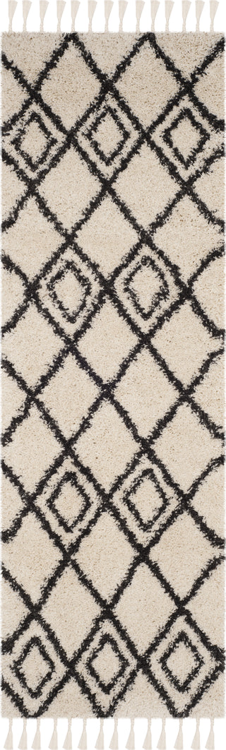 Safavieh Moroccan Fringe Shag MFG244B Cream/Charcoal Area Rug 