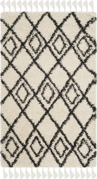 Safavieh Moroccan Fringe Shag MFG244B Cream/Charcoal Area Rug 