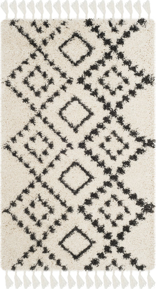 Safavieh Moroccan Fringe Shag MFG245B Cream/Charcoal Area Rug 