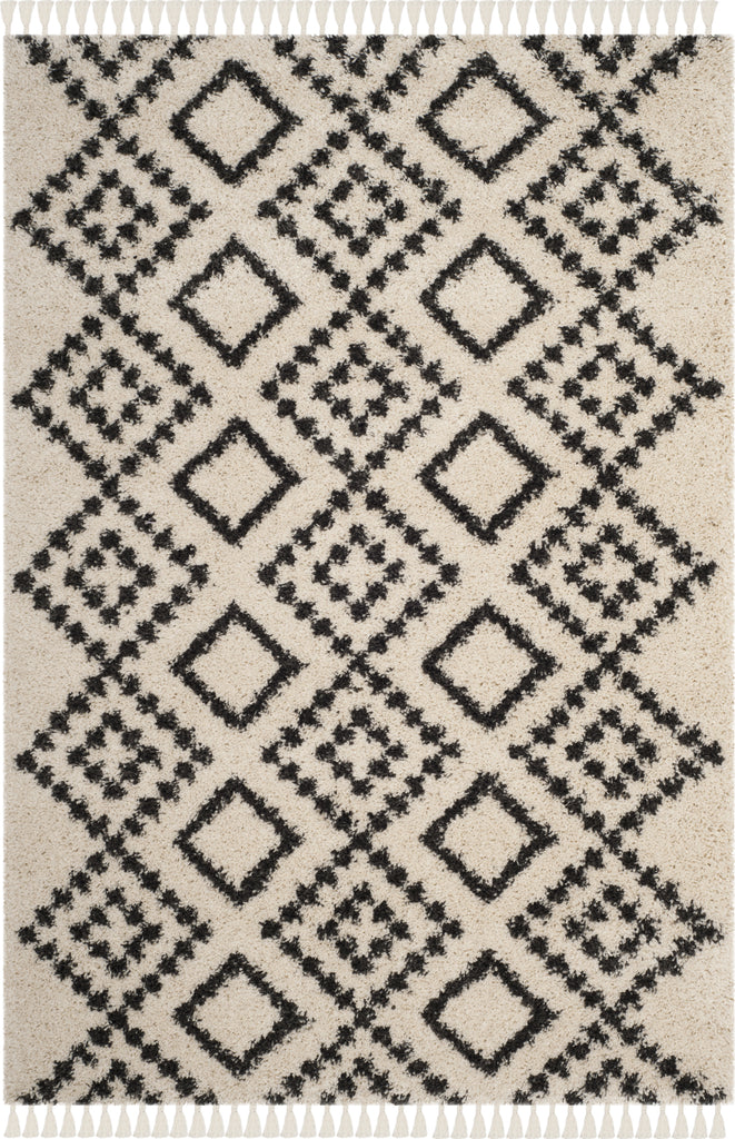 Safavieh Moroccan Fringe Shag MFG245B Cream/Charcoal Area Rug main image