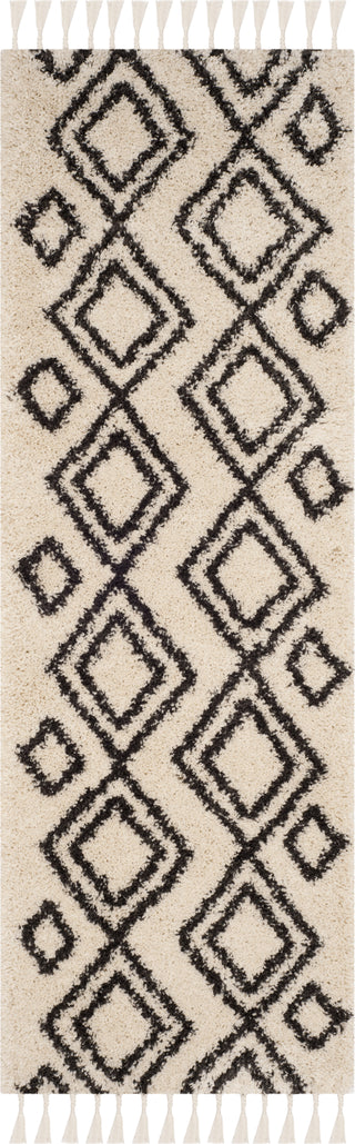 Safavieh Moroccan Fringe Shag MFG247B Cream/Charcoal Area Rug 