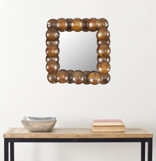 Safavieh Round Cup Mirror Espresso/Burnt Copper W/Clear Polyurethane Coat  Feature