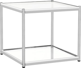 Safavieh Lilias Glass End Table Chrome Furniture 