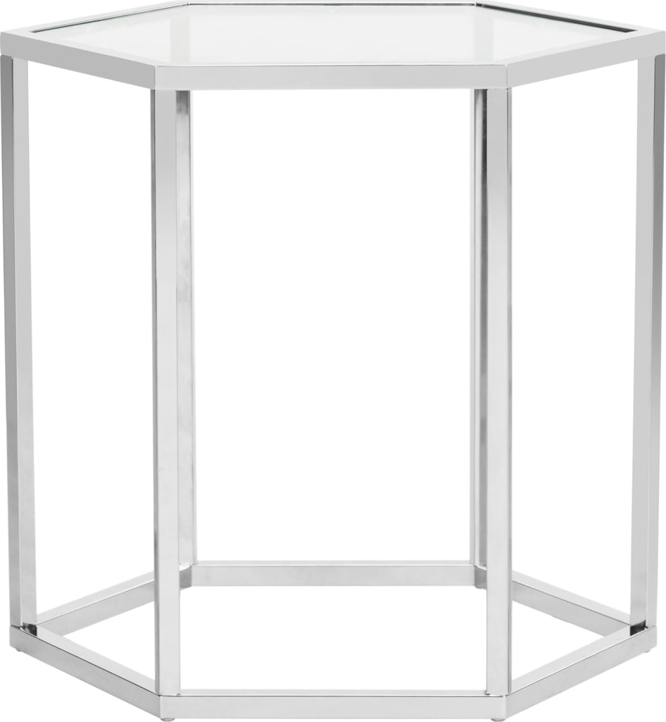Safavieh Teagan Glass End Table Chrome Furniture main image