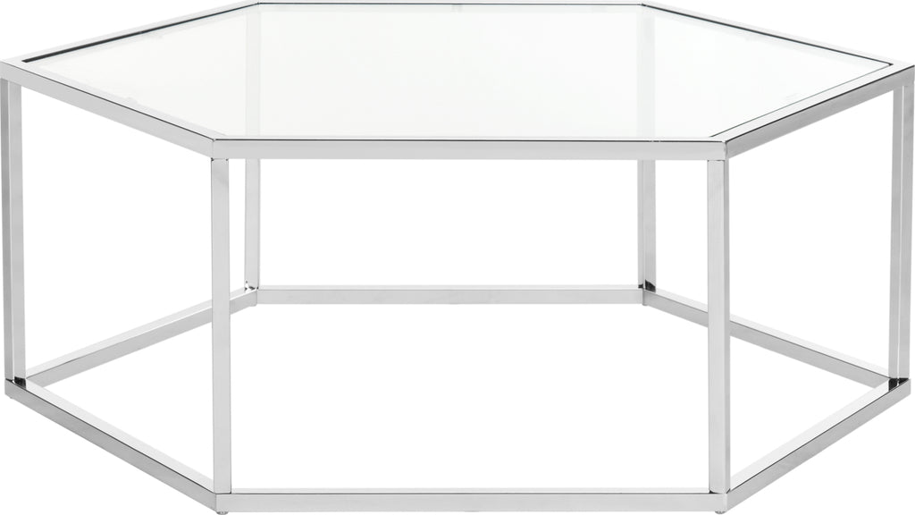 Safavieh Eliana Glass Coffee Table Chrome Furniture main image