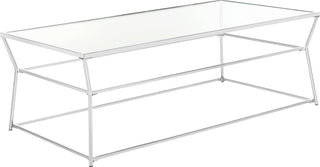 Safavieh Ellie Glass Coffee Table Chrome Furniture 