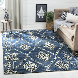 Safavieh Moroccan MOR553 Blue/Black Area Rug Room Scene Feature