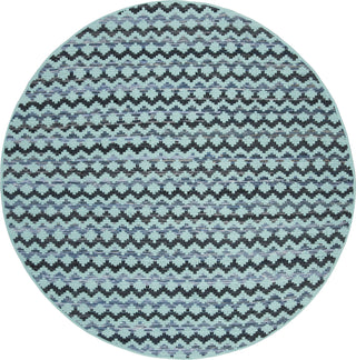 Safavieh Montauk MTK120 Turquoise/Blue/Black Area Rug 6' Round