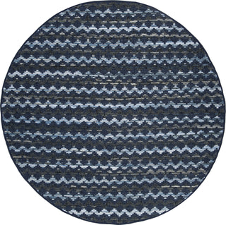 Safavieh Montauk MTK120 Navy Blue/Black Area Rug 6' Round