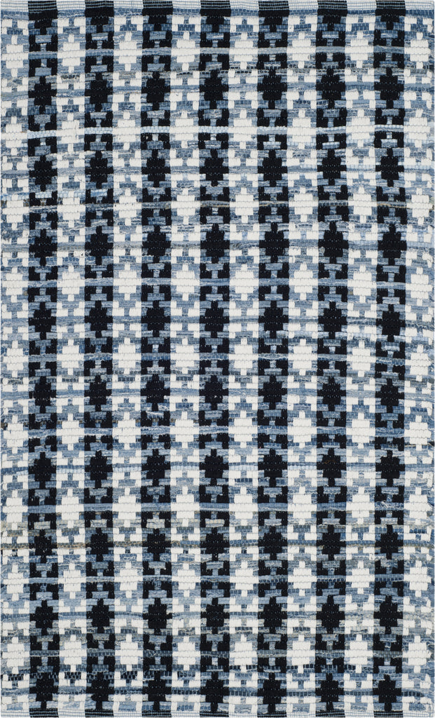 Safavieh Montauk MTK123 Ivory Blue/Black Area Rug 4' X 6'