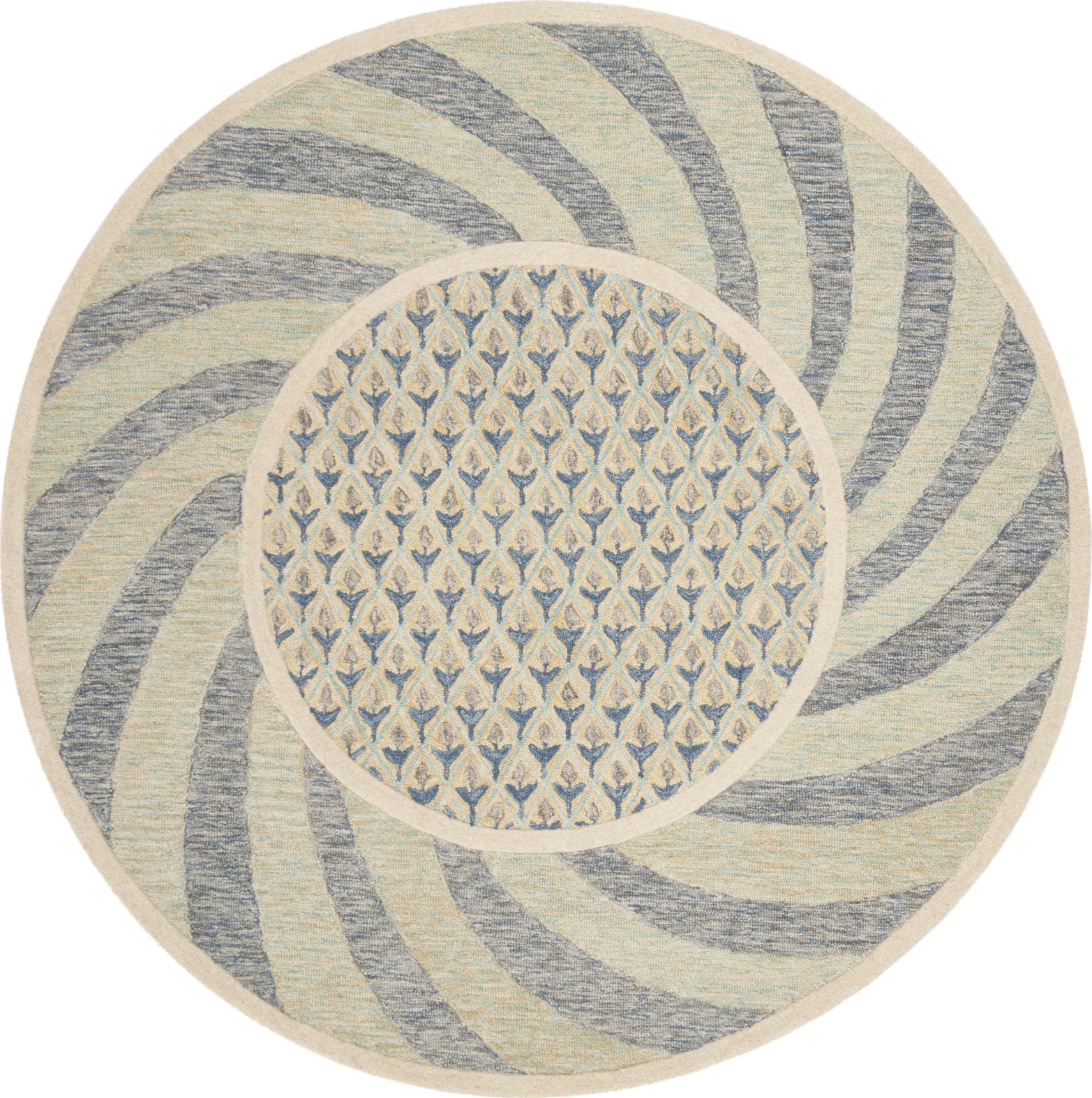 Safavieh Novelty 6' Round Hand Tufted Wool Rug in Gold and Ivory