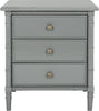 Safavieh Mina Modern Coastal 3 Drawer 25'' H Bamboo Nightstand Grey Furniture main image