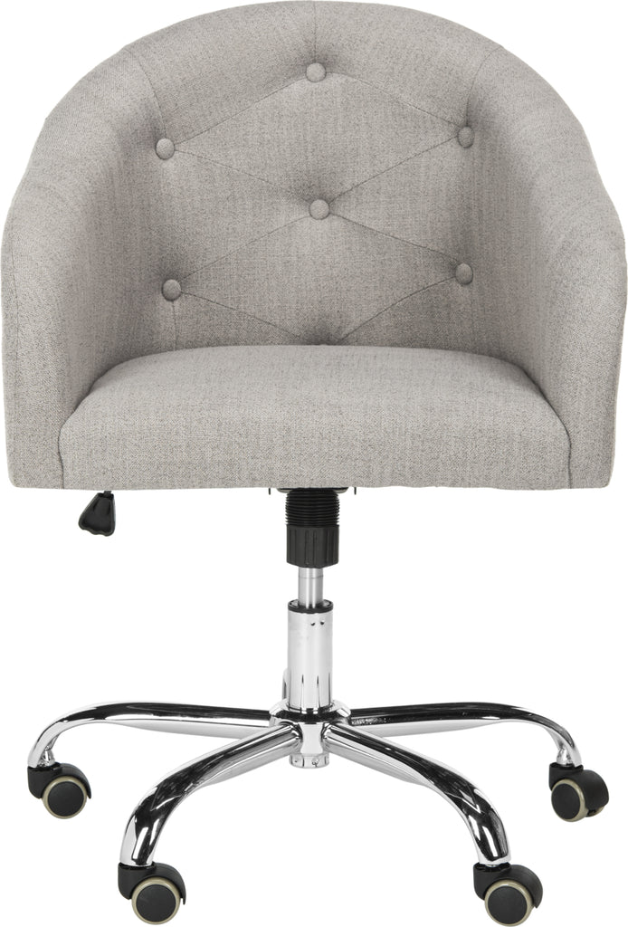Safavieh Amy Tufted Linen Chrome Leg Swivel Office Chair Grey and Furniture main image