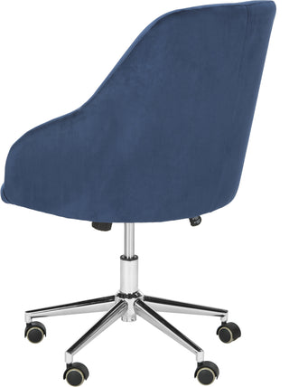 Safavieh Adrienne Velvet Chrome Leg Swivel Office Chair Navy and Furniture 