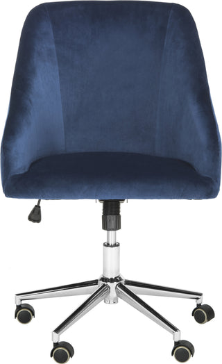 Safavieh Adrienne Velvet Chrome Leg Swivel Office Chair Navy and Furniture main image