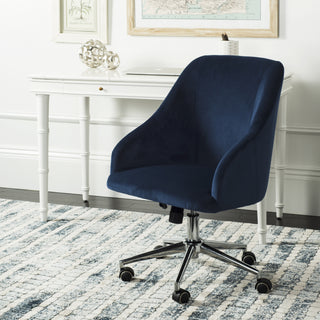 Safavieh Adrienne Velvet Chrome Leg Swivel Office Chair Navy  Feature