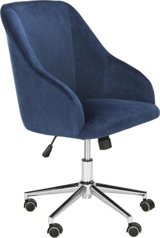 Safavieh Adrienne Velvet Chrome Leg Swivel Office Chair Navy and Furniture 