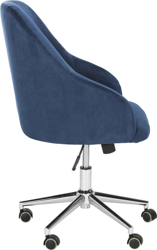 Safavieh Adrienne Velvet Chrome Leg Swivel Office Chair Navy and Furniture 